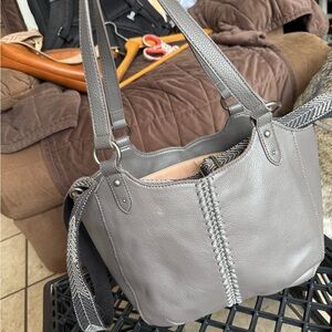 The Sak Bolinas Gray Leather Shoulder Bag